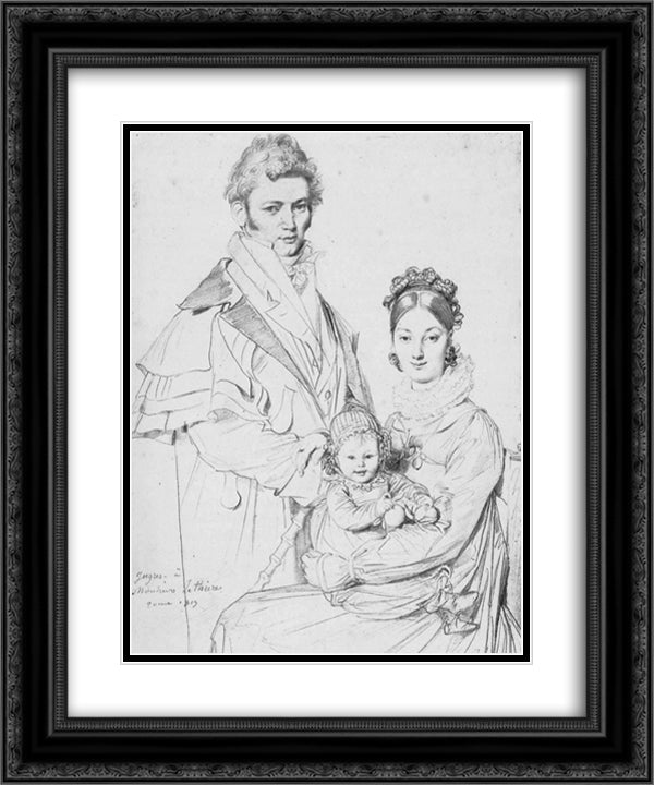 The Alexandre Lethiere Family 20x24 Black Ornate Wood Framed Art Print Poster with Double Matting by Ingres, Jean Auguste Dominique
