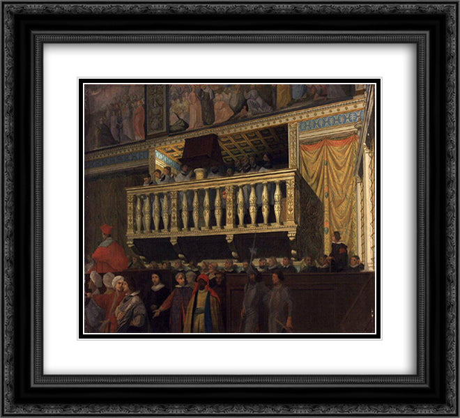 The choir of the Sistine Chapel 22x20 Black Ornate Wood Framed Art Print Poster with Double Matting by Ingres, Jean Auguste Dominique