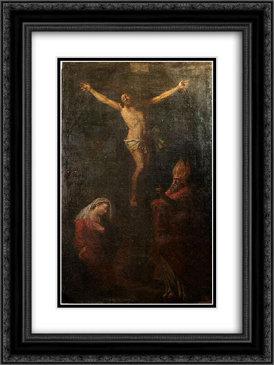 The Crucifixion 18x24 Black Ornate Wood Framed Art Print Poster with Double Matting by Ingres, Jean Auguste Dominique