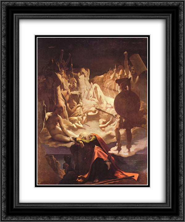The Dream of Ossian 20x24 Black Ornate Wood Framed Art Print Poster with Double Matting by Ingres, Jean Auguste Dominique