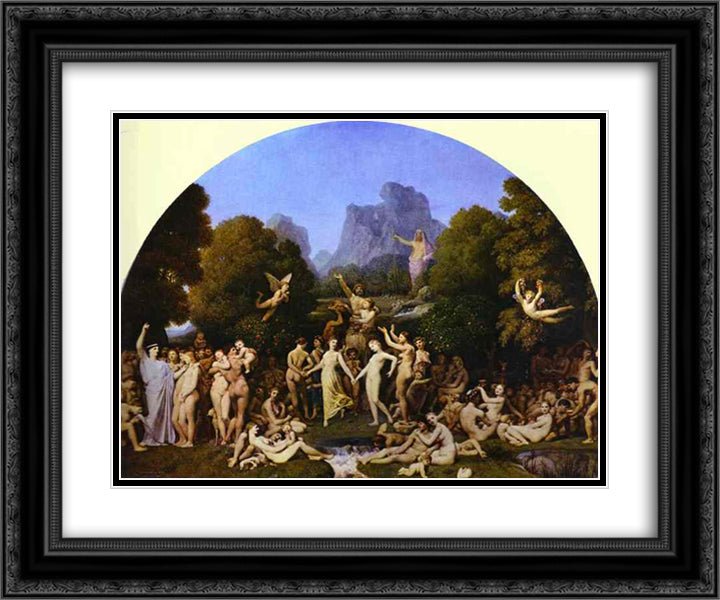 The Golden Age 24x20 Black Ornate Wood Framed Art Print Poster with Double Matting by Ingres, Jean Auguste Dominique