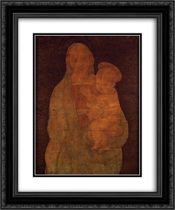 The Madonna of the Grand Duke 20x24 Black Ornate Wood Framed Art Print Poster with Double Matting by Ingres, Jean Auguste Dominique