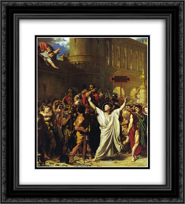 The Martyrdom of St. Symphorian 20x22 Black Ornate Wood Framed Art Print Poster with Double Matting by Ingres, Jean Auguste Dominique