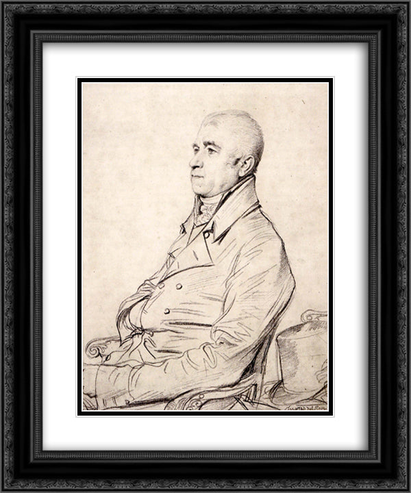 The Reverend Joseph Church 20x24 Black Ornate Wood Framed Art Print Poster with Double Matting by Ingres, Jean Auguste Dominique