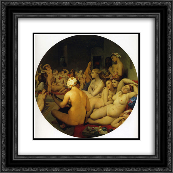The Turkish Bath 20x20 Black Ornate Wood Framed Art Print Poster with Double Matting by Ingres, Jean Auguste Dominique