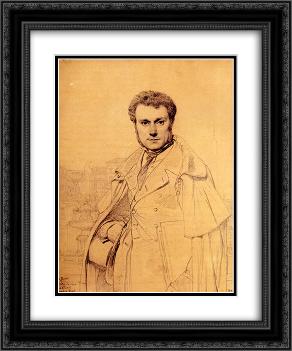 Victor Baltard 20x24 Black Ornate Wood Framed Art Print Poster with Double Matting by Ingres, Jean Auguste Dominique