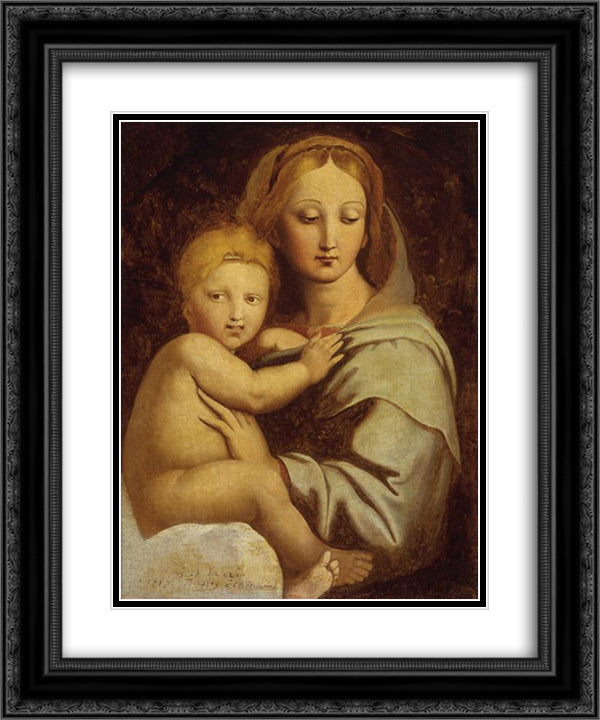 Virgin and Child with candelabra 20x24 Black Ornate Wood Framed Art Print Poster with Double Matting by Ingres, Jean Auguste Dominique