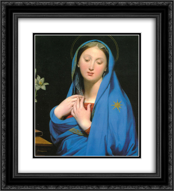 Virgin of the Adoption 20x22 Black Ornate Wood Framed Art Print Poster with Double Matting by Ingres, Jean Auguste Dominique