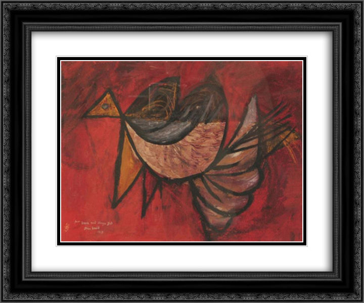 Bird 24x20 Black Ornate Wood Framed Art Print Poster with Double Matting by Jean David