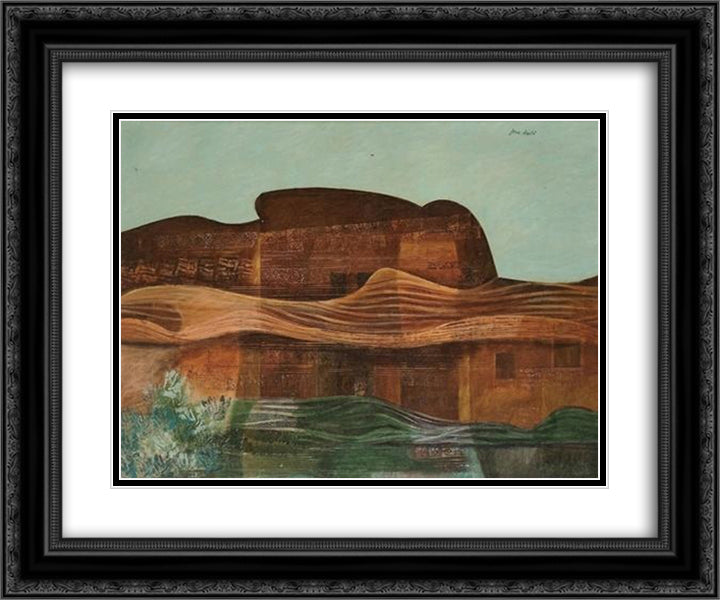 Desert Landscape 24x20 Black Ornate Wood Framed Art Print Poster with Double Matting by Jean David