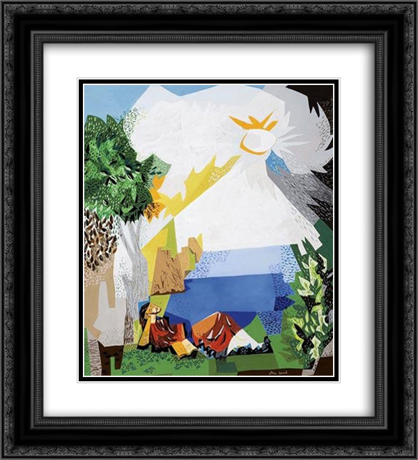 Jacob's Dream 20x22 Black Ornate Wood Framed Art Print Poster with Double Matting by Jean David