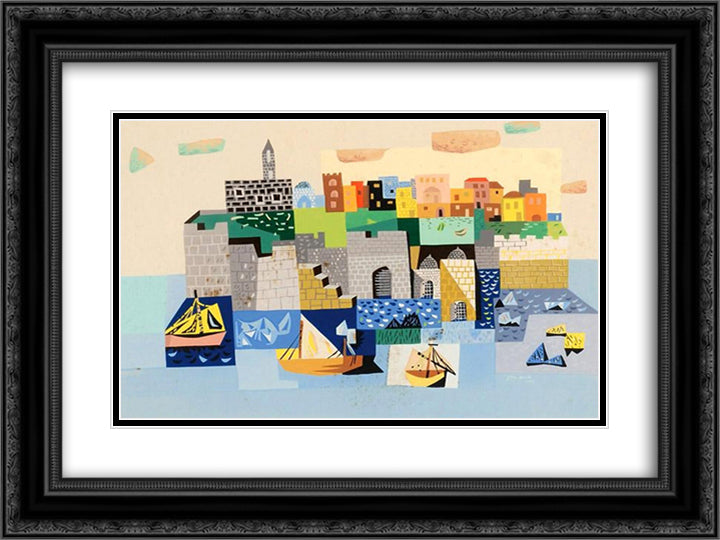 Jaffa 24x18 Black Ornate Wood Framed Art Print Poster with Double Matting by Jean David