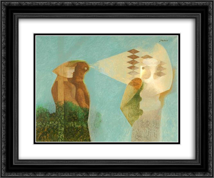 Observation 24x20 Black Ornate Wood Framed Art Print Poster with Double Matting by Jean David