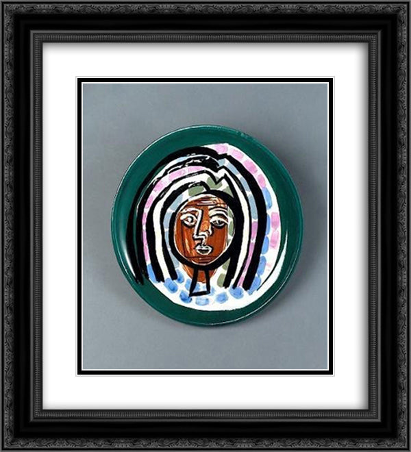 Portrait of a Woman (Ceramic) 20x22 Black Ornate Wood Framed Art Print Poster with Double Matting by Jean David