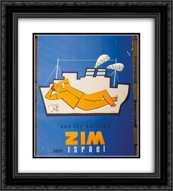 Zim Israel 20x22 Black Ornate Wood Framed Art Print Poster with Double Matting by Jean David