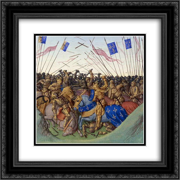 Battle of Fontenoy-en-Puisaye in 841 20x20 Black Ornate Wood Framed Art Print Poster with Double Matting by Fouquet, Jean