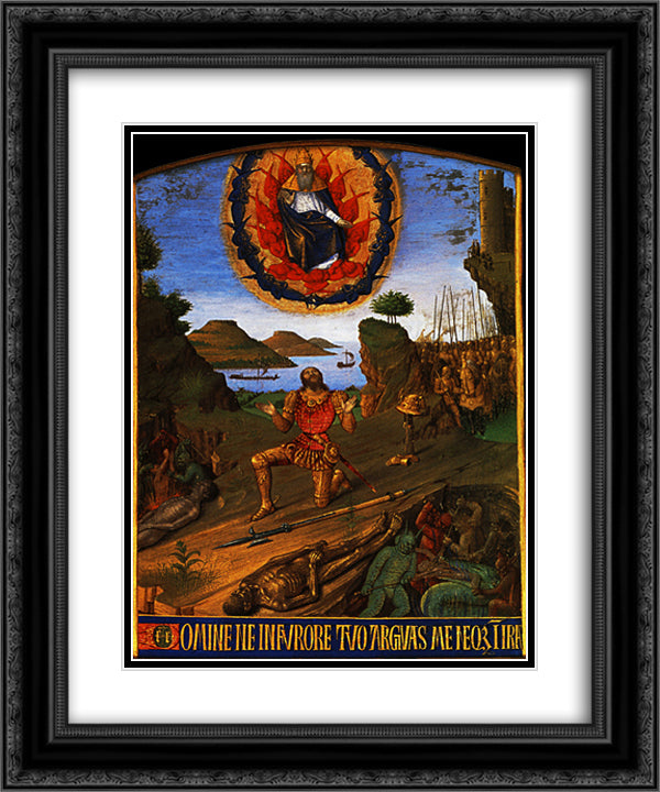 David Prayers 20x24 Black Ornate Wood Framed Art Print Poster with Double Matting by Fouquet, Jean