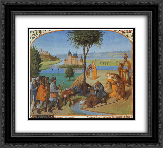 Decameron 22x20 Black Ornate Wood Framed Art Print Poster with Double Matting by Fouquet, Jean