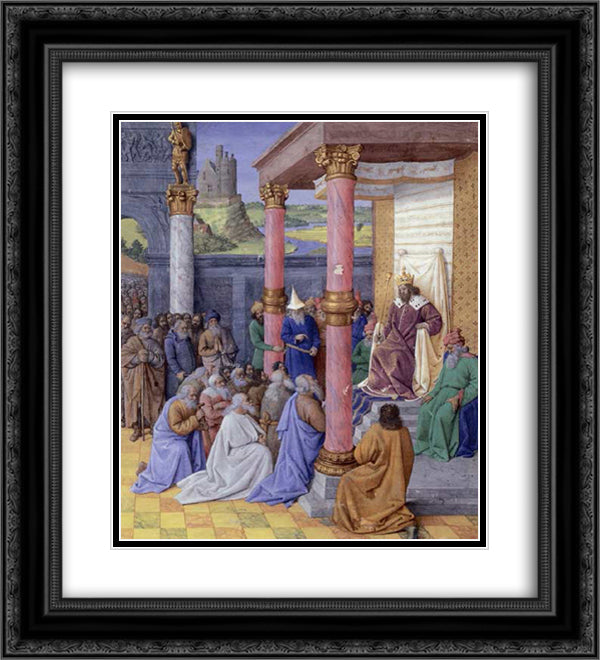 Emperor Cyrus the Great of Persia, who permitted the Hebrews to return to the Holy Land and rebuild God 20x22 Black Ornate Wood Framed Art Print Poster with Double Matting by Fouquet, Jean