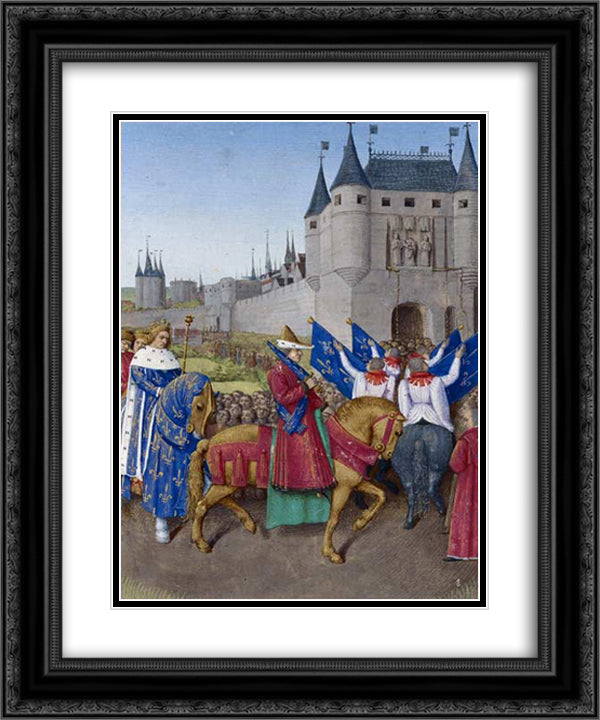 Entry of Charles V in Paris 20x24 Black Ornate Wood Framed Art Print Poster with Double Matting by Fouquet, Jean