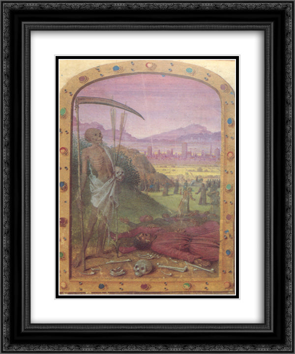 Hours of Vauce 20x24 Black Ornate Wood Framed Art Print Poster with Double Matting by Fouquet, Jean