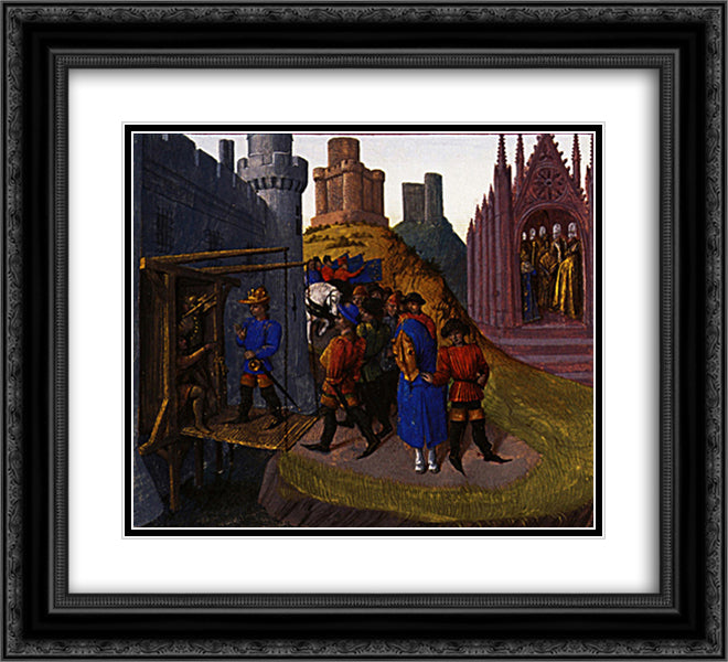 Hugh Capet seized the fortresses of Artois 22x20 Black Ornate Wood Framed Art Print Poster with Double Matting by Fouquet, Jean