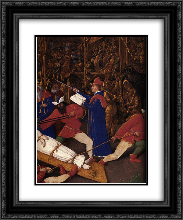 Martyrdom of Saint Apollonia, detail 20x24 Black Ornate Wood Framed Art Print Poster with Double Matting by Fouquet, Jean