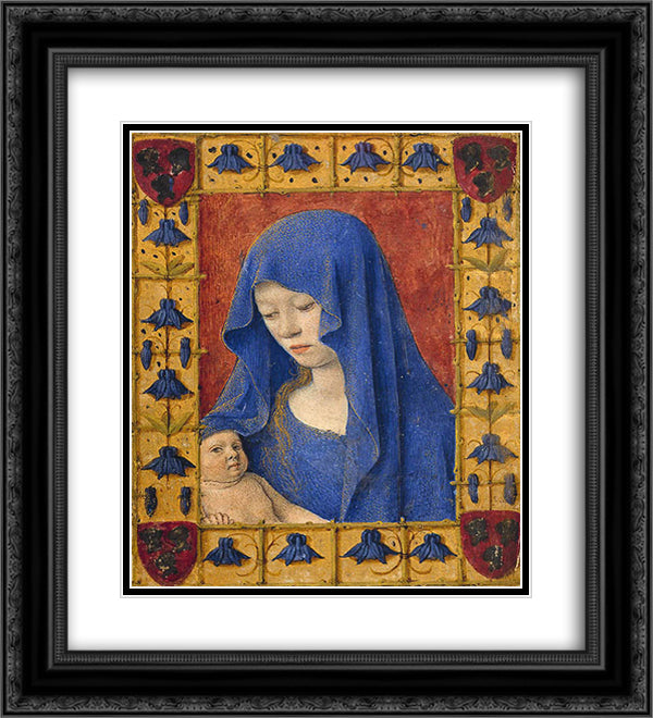 Mary holding the Christ child 20x22 Black Ornate Wood Framed Art Print Poster with Double Matting by Fouquet, Jean