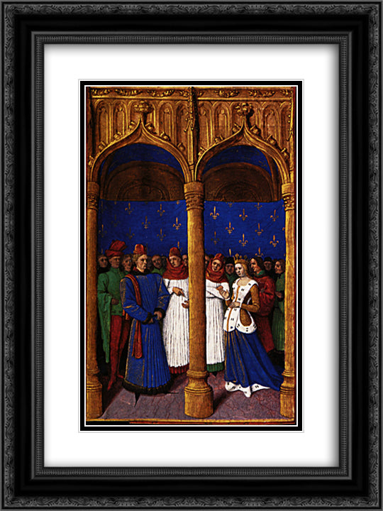 Philippe de Valois appointed regent 18x24 Black Ornate Wood Framed Art Print Poster with Double Matting by Fouquet, Jean