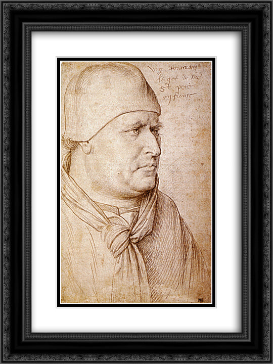 Portrait of a Papal Legate 18x24 Black Ornate Wood Framed Art Print Poster with Double Matting by Fouquet, Jean