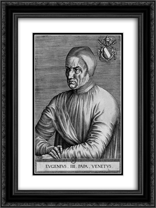 Portrait of Pope Eugene IV 18x24 Black Ornate Wood Framed Art Print Poster with Double Matting by Fouquet, Jean