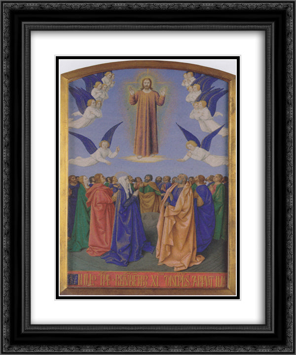 The Ascension of the Holy Spirit 20x24 Black Ornate Wood Framed Art Print Poster with Double Matting by Fouquet, Jean