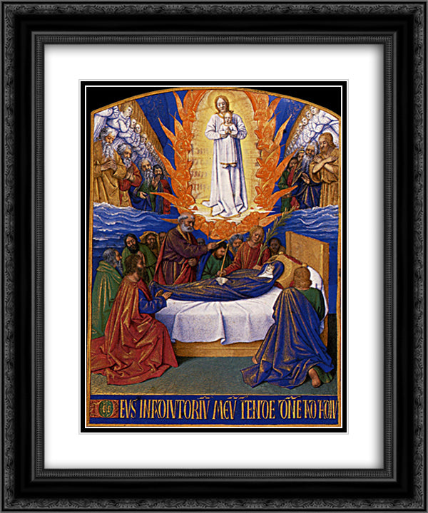 The Dormition of the Virgin 20x24 Black Ornate Wood Framed Art Print Poster with Double Matting by Fouquet, Jean