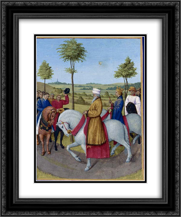 The Emperor Charles IV and the dignitaries of Paris 20x24 Black Ornate Wood Framed Art Print Poster with Double Matting by Fouquet, Jean