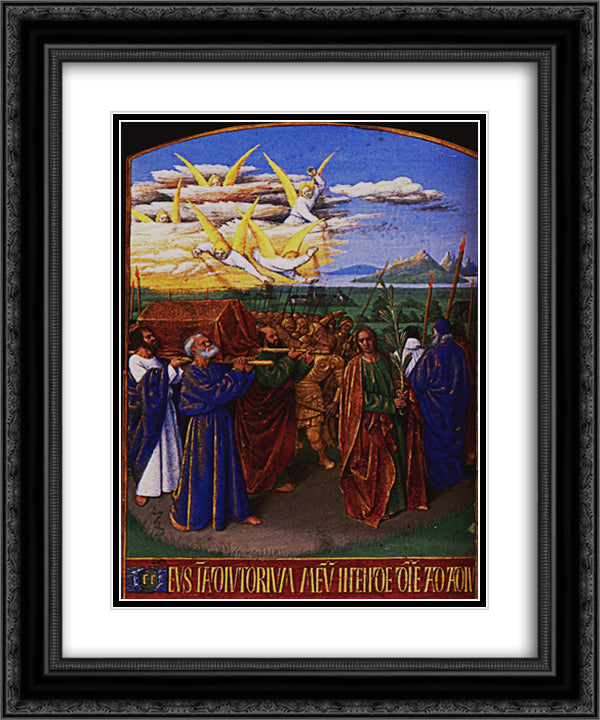 The Funeral of the Virgin 20x24 Black Ornate Wood Framed Art Print Poster with Double Matting by Fouquet, Jean