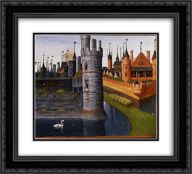 The Life of Louis II (846-79) 'The Stammerer' 22x20 Black Ornate Wood Framed Art Print Poster with Double Matting by Fouquet, Jean