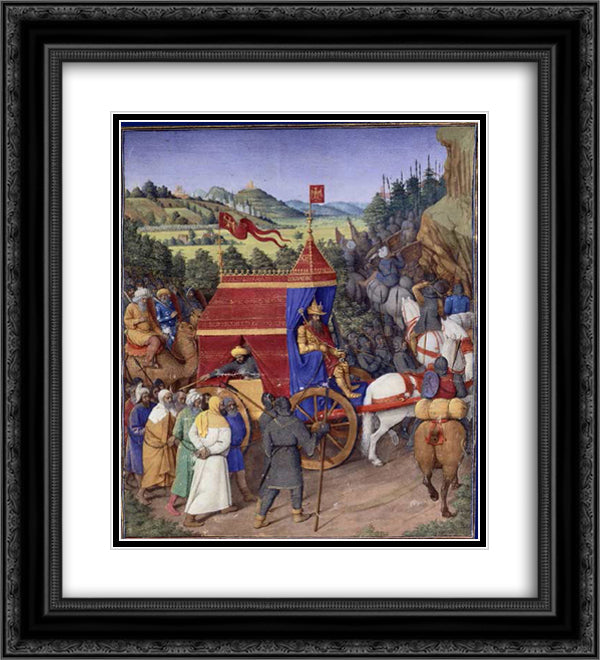 Triumph of Jehoshaphat over Adad of Assyria 20x22 Black Ornate Wood Framed Art Print Poster with Double Matting by Fouquet, Jean