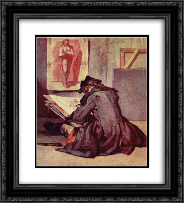 The signatories 20x22 Black Ornate Wood Framed Art Print Poster with Double Matting by Chardin, Jean Baptiste Simeon