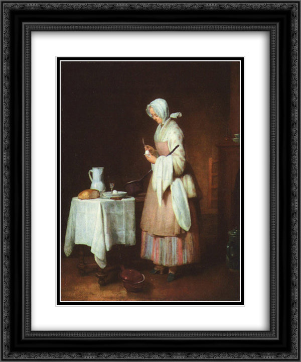 The Attentive Nurse 20x24 Black Ornate Wood Framed Art Print Poster with Double Matting by Chardin, Jean Baptiste Simeon
