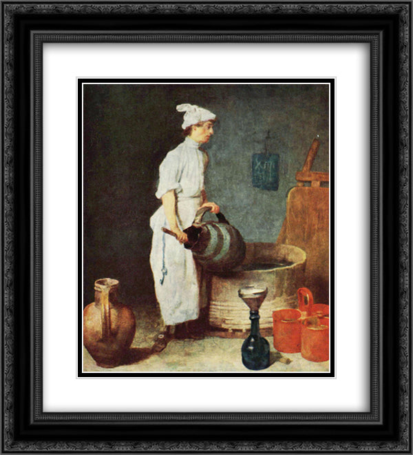 The Cellar Boy 20x22 Black Ornate Wood Framed Art Print Poster with Double Matting by Chardin, Jean Baptiste Simeon