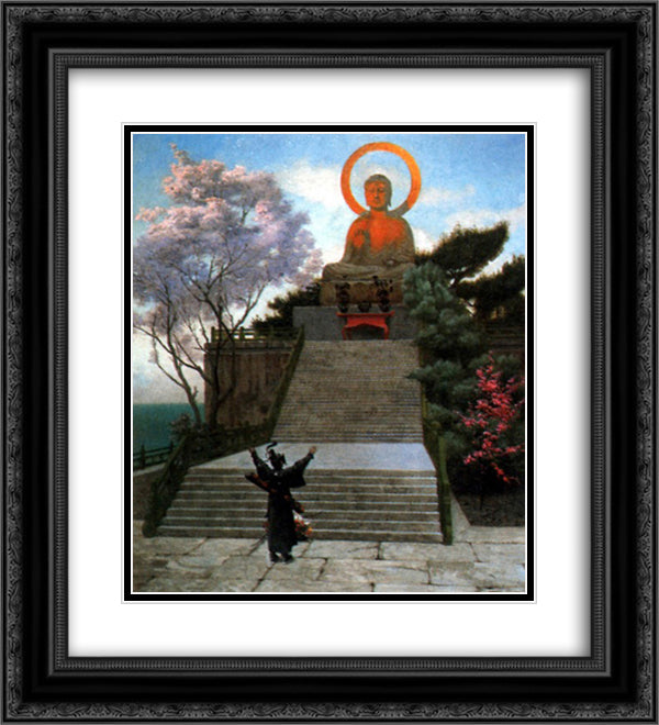 A Japanese Imploring a Divinity 20x22 Black Ornate Wood Framed Art Print Poster with Double Matting by Gerome, Jean Leon