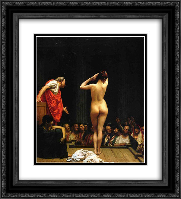 A Roman Slave Market 20x22 Black Ornate Wood Framed Art Print Poster with Double Matting by Gerome, Jean Leon