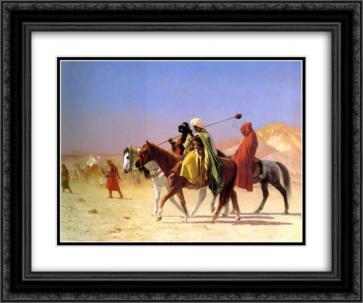 Arabs Crossing the Desert 24x20 Black Ornate Wood Framed Art Print Poster with Double Matting by Gerome, Jean Leon