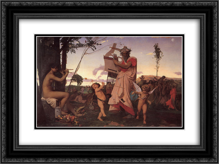 Bacchus and Anacreon love 24x18 Black Ornate Wood Framed Art Print Poster with Double Matting by Gerome, Jean Leon