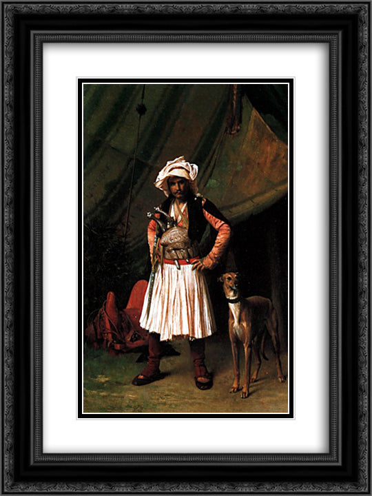 Bashi-Bazouk and his Dog 18x24 Black Ornate Wood Framed Art Print Poster with Double Matting by Gerome, Jean Leon