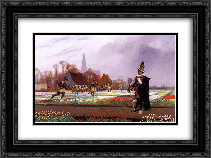 The Tulip Folly 24x18 Black Ornate Wood Framed Art Print Poster with Double Matting by Gerome, Jean Leon