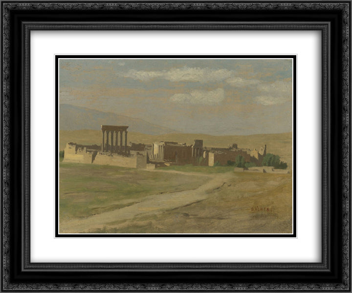 View of Baalbek 24x20 Black Ornate Wood Framed Art Print Poster with Double Matting by Gerome, Jean Leon