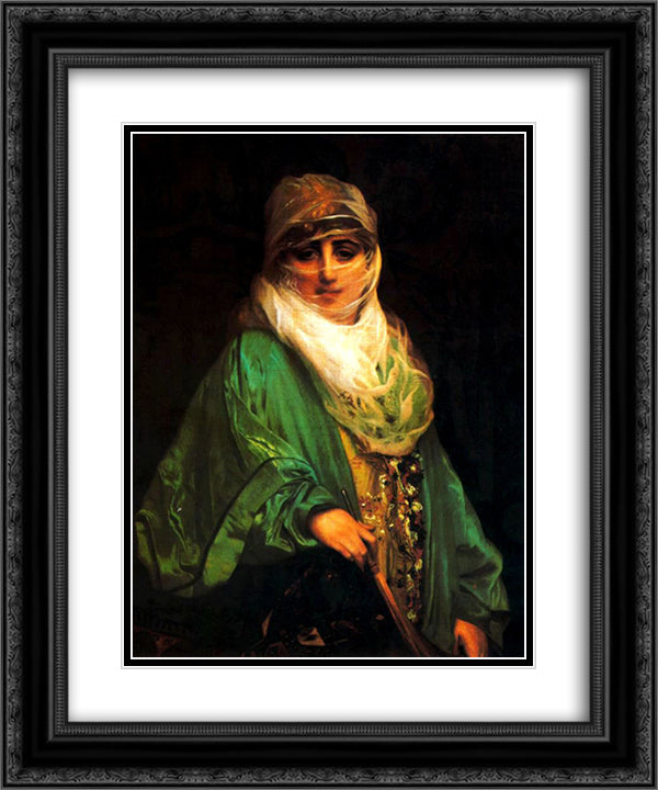 Woman of Constantinople 20x24 Black Ornate Wood Framed Art Print Poster with Double Matting by Gerome, Jean Leon