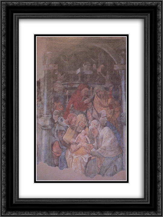 Fresco in the Karmeliterkloster, Frankfurt am Main 18x24 Black Ornate Wood Framed Art Print Poster with Double Matting by Ratgeb, Jerg