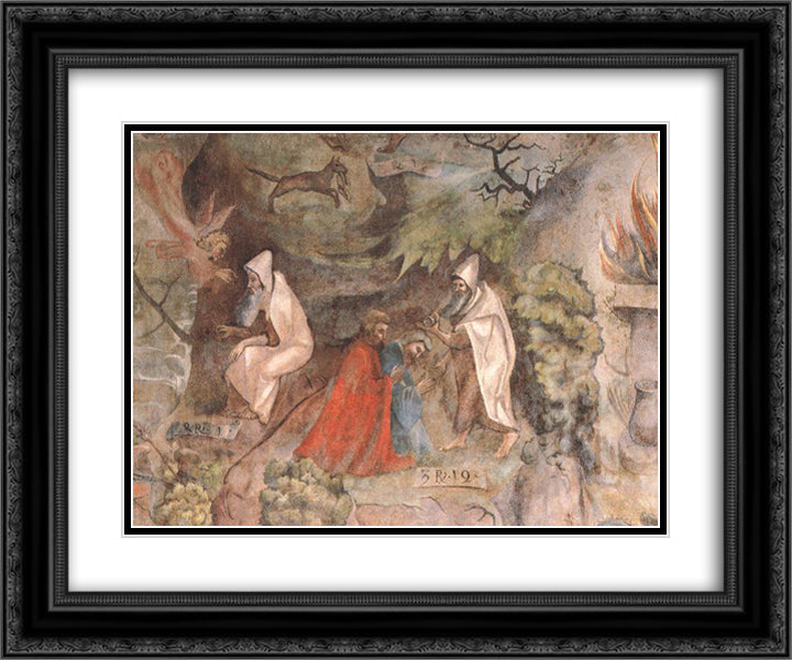 Scenes from the Life of Prophet Elijah 24x20 Black Ornate Wood Framed Art Print Poster with Double Matting by Ratgeb, Jerg